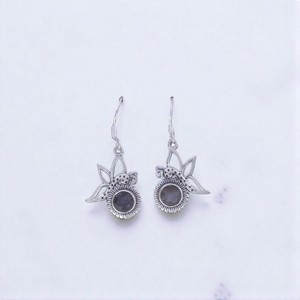 Pendientes de aro con diseño de pájaro, joyería fina de Plata de Ley 925 con piedra lunar y piedra preciosa labradorita, pendiente hecho a mano para mujer - Product Image 2