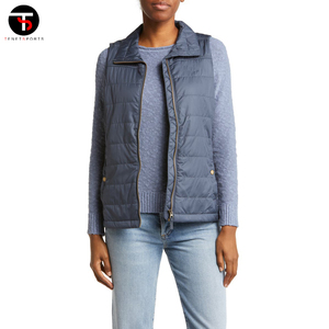 Chaleco de invierno impermeable para entrenamiento para mujer, ropa exterior transpirable de nailon y poliéster, chaleco acolchado de algodón con cuello hinchado a prueba de viento - Product Image 3