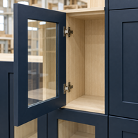 Ensemble d'îlot de cuisine modulaire WYRAX style Shaker avec finition bois, structure en contreplaqué, évier, 5 tiroirs et panier extractible