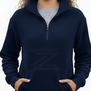 Sweat-shirt à demi-zip, coupe confortable, tissu doux, col montant, manches longues, style décontracté - Product Image 2
