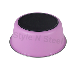 ชามอาหารสัตว์เลี้ยงแบบพกพาสีชมพูชามสเตนเลสชามสำหรับสัตว์เลี้ยงเก็บความร้อน - Product Image 2