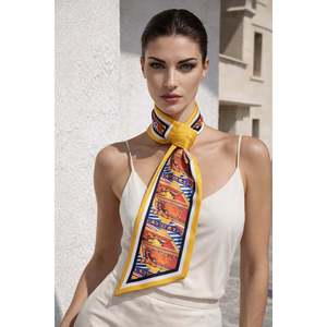 ผ้าพันคอพิมพ์ลายย้อนยุคสีเหลืองสดใส FLR1020 - flr1020-yellow - Product Image 3