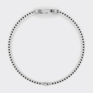 IGI Certified Lab Grown Round Diamond Oval Halo Mangalsutra Bracelet in <b>Solid</b> 925 Sterling Silver - Product Image 2