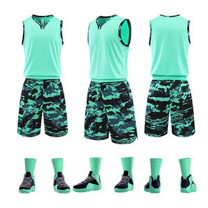 Ensembles uniformes de basket-ball personnalisés Tissu Pakistan à trous de riz imprimé par sublimation Logos brodés à séchage rapide unisexe 20 ensembles - Product Image 2