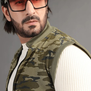 Wholesale Premium <b>Camo</b> Sleeveless <b>Jacket</b> Super Warm Zip-Up Cotton Fleece, Bomber Neck, High Street Men's Outerwear - Product Image 2