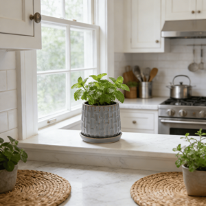 Livraison gratuite depuis les États-Unis, livraison rapide en 3 jours, lot de 2 pots de fleurs en céramique faits à la main, pour l'extérieur et le jardin, avec couleur grise - Product Image 2