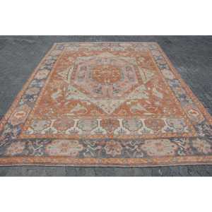 Tapis vintage, tapis surdimensionné 10,9x14,5 pieds, tapis turc en laine patchwork orange - Product Image 1