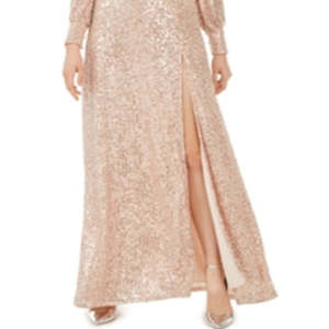 Abito lungo a tubino con paillettes e spacco Emerald Sundae Junior in rosa, taglia M per adolescenti con vita naturale - Product Image 3