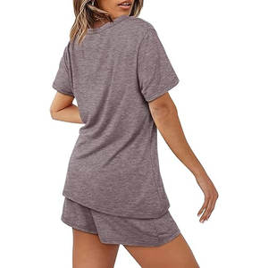 Ensemble 2 pièces pour femmes Ensembles pour femmes Hot Selling Casual Sports Short T-Shirt Shorts Fashion Letter Print Soft Home Wear Set - Product Image 3