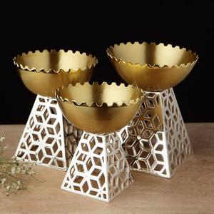 ชามสุดเจ๋งเซ็ต3ชิ้นสำหรับเครื่องครัว,ถ้วยเสิร์ฟมีสไตล์ทำจากอะลูมิเนียมและเซรามิกตกแต่งด้วยเงินสำหรับโรงแรม - Product Image 3