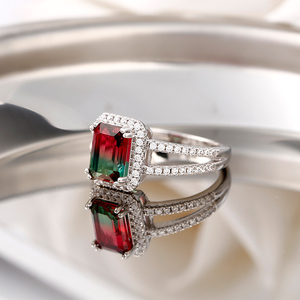 <b>Emerald</b> Cut Watermelon <b>Ring</b>-Sterling <b>Silver</b> Fashion Jewelry Romantic Gift - Product Image 6