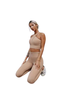 Ensemble d'entraînement de Compression sans couture pour femmes, Legging taille haute, soutien-gorge de sport, magasin de vêtements pour femmes, couture en maille - Product Image 2