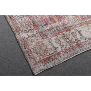 พรมวินเทจขนาด 6.8x10 ฟุต, พรมตุรกีขนาดใหญ่, พรมขนสัตว์สีแดงลายอิคัต - Product Image 4