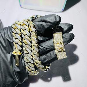 Cadena Cubana de Tres Filas de Plata Esterlina con Diamantes Moissanite VVS Color D Claridad Personalizada para Hombre, Estilo Hip Hop, Fabricación para Fiestas - Product Image 3