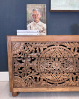 Commode à 3 tiroirs en manguier floral