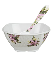 Ensemble de service en mélamine de qualité supérieure à triple revêtement, 9 pièces, anti-taches, résistant aux bris, assiettes de service, bols à légumes et cuillères à thé