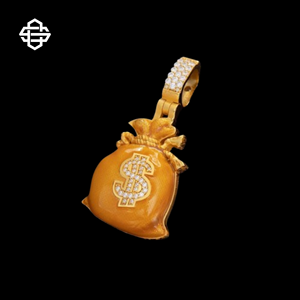 Hiphop Diamond Iced Out Dollar Bag Pendant for Men Metal Alloy Gold Plated Bling Money Charm Necklace Streetwear Rapper Jewelry - Product Image 2