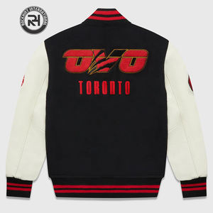 Veste universitaire en laine mélangée personnalisée, col montant, vente en gros, fabricant OEM, veste de haute qualité, broderie, patch en chenille - Product Image 2