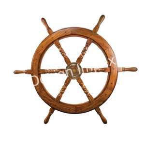 Roue de bateau nautique en bois poli roue de bateau en laiton horloge murale nouveau Style pour la décoration de la maison décor de bureau artisanat en bois - Product Image 4