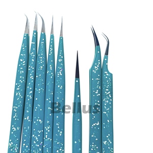 Pince à cils à motif moucheté de qualité supérieure avec embouts pointus fabriqués à partir d'outils à cils durables et écologiques en acier inoxydable - Product Image 2