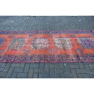 4.2x11.8 ft Turkish Vintage Rug, <b>Runner</b> Rug, <b>Red</b> Wool Rug - Product Image 3