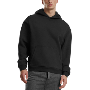 Sudadera con capucha clásica urbana para hombre, corte regular, forma recta, patrón sólido, tejido de punto de poliéster/algodón, cuello con capucha - Product Image 1