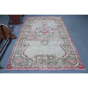 Tapis turc vintage 5,3x8,9 pi (163x270 cm), tapis rayé rouge et vert - Product Image 1