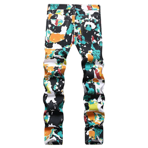 Men Y2K Fancy Color Print <b>Lightweight</b> Casual Loose Fit Breathable Anti-Wrinkle Painted Polyester <b>Trousers</b> - Product Image 2