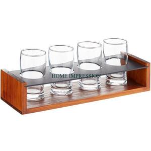 Étagère en verre en bois et support de service de bière étagère de stockage Design unique couleur personnalisable au prix le plus bas de l'inde - Product Image 2