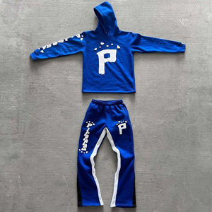 Ensemble deux pièces personnalisé Pantalon Survêtement 100% coton Respirant Survêtement évasé Impression personnalisée Lavage à l'acide - Product Image 3