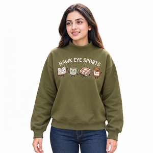 Sudadera Transpirable con Cuello Alto Estilo Mockneck, Casual, de Tela de Rizo, con Letras Bordadas en el Frente para Mujer - Product Image 1