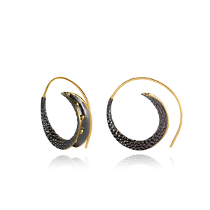 Boucles d'oreilles tendance vintage en argent sterling 925, design tribal bohème géométrique oxydé 22K, fabrication artisanale turque, vente en gros - Product Image 1