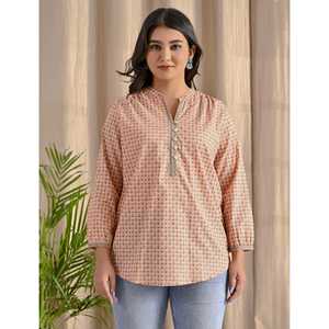 Blusa de Popelina de Algodón Barik Butti Color Durazno Pastel, Talla XL, Cierre de Botones Delanteros, Logotipo Bordado a Mano, Informal para Oficina, Primavera/Verano - Product Image 5