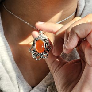 Oxidized Silver <b>Snake</b> Carnelian Pendant Charm Pendants with Gemstone Silver <b>Snake</b> Unique and Elegantly Designed <b>Jewelry</b> - Product Image 1