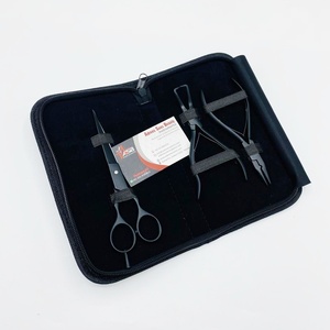 Wholesale <b>Black</b> Matte Microbeads Hair Extension Pliers Hot Selling Sustainable Stainless Steel Hair Cutting Scissor - Product Image 1