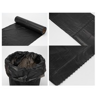 Sac poubelle Rouleaux de sacs à ordures jetables en plastique noir avec des sacs à ordures à rouleaux plats pour l'emballage des déchets ménagers à poche plate