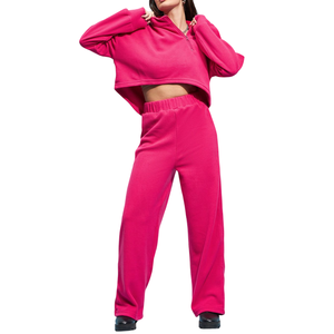 Sweat à capuche court personnalisé demi-fermeture éclair pour femmes, pull à épaules tombantes en polaire pour tenue d'automne élégante sweat-shirt Streetwear - Product Image 6