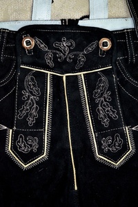 Shorts bavarois en daim pour hommes, brodés, respirants, coupe-vent, écologiques, taille mi-haute, style Trachten, pour l'Oktoberfest - Product Image 3