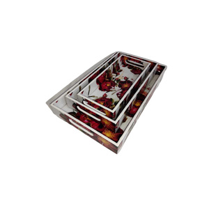 Assiette imprimée en bois de forme carrée pour la cuisine et la vaisselle de table, assiettes de chargeur pour le Service de restauration d'hôtel de luxe - Product Image 3