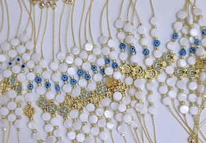 DAFNI BIG PAZAR Porte-clés religieux artisanal pour femme en fer et acier inoxydable, avec perles blanches, œil bleu et zircon décoratif - Product Image 3