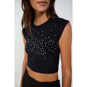 Blusa Corta Informal con Logotipo Frontal, 100% Algodón, Manga Casquillo - Product Image 3