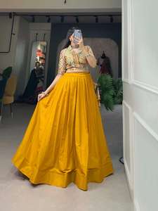 Exclusivo hermoso Lehenga Choli algodón liso con blusa impresa fabricante de Surat al precio más bajo para la venta - Product Image 2