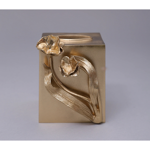 Luxury Gold <b>Tissue</b> Box Holder with Embossed Tulip Floral Design Decorative <b>Tissue</b> Cover <b>for</b> Home Office Hotel Living Room - Product Image 3