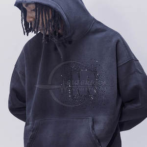 Survêtement Homme Grande Taille Délavé à l'Acide avec Design Unique Hiver Vente en Gros Survêtement Homme Motif Solide avec Strass - Product Image 2