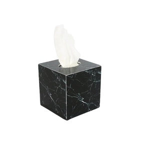 Cubierta de caja de pañuelos mármol negro, caja de pañuelos cuadrada Mármol, soporte de cubierta de caja de pañuelos de mármol - Product Image 2