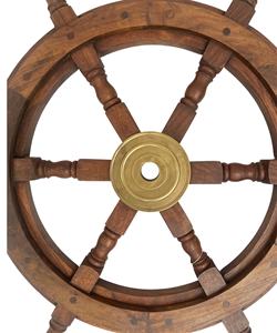 Roue de bateau en bois et laiton décorative de 24 pouces, design nautique classique, légère, polyvalente, à fixer au mur, sur un bureau ou une étagère pour le bureau - Product Image 3