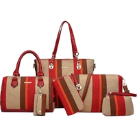 Set Tas Wanita Desainer Bergaya Solid Canvas dengan Ritsleting, Termasuk Tas Tote, Tas Selempang, Dompet, dan Pouch, Cocok untuk Perjalanan