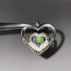 จี้โอปอลสีเงินสเตอร์ลิงประดับ925สไตล์วินเทจจี้หัวใจโอปอลเอธิโอเปียนจี้แฟชั่นสำหรับศาสนาทองเหลือง - Product Image 1