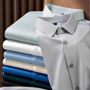 Camicie da Uomo di Alta Gamma Monopetto con Colletto Risvoltato Decorato, Maniche Lunghe in Cotone Mercerizzato Senza Stiratura - Product Image 5