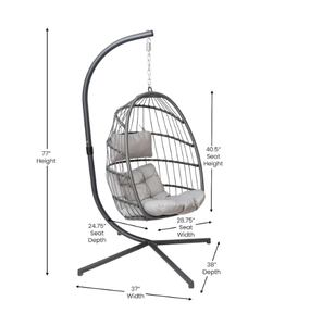 Silla Colgante <span class=keywords><strong>de</strong></span> Mimbre para Exteriores, Diseño Nuevo 2026, con Cojín Cómodo para Patio, Jardín y Balcón - Product Image 2